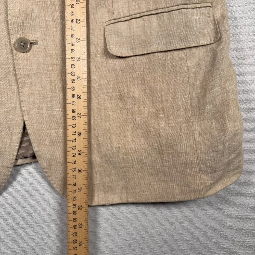 Jos A Bank Linen Blazer Mens Size 46R SLIM FIT Tan Double Vented